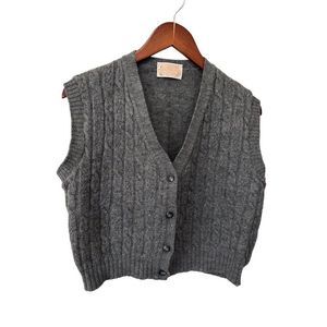 Vintage Pendleton WOOL Gray Grandpa Cableknit Sweater Vest XL